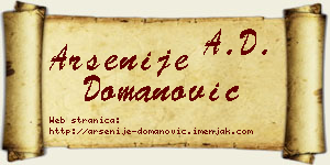 Arsenije Domanović vizit kartica